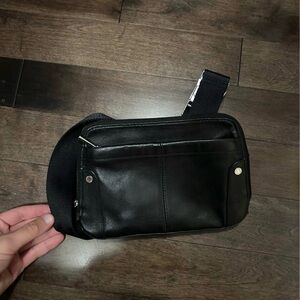 Black Danier Leather Men’s Waist Bag